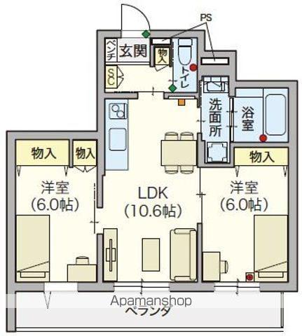 シニア限定SERENITY COURT東(2LDK/3階)の間取り写真