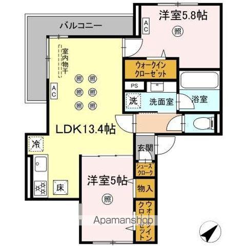 D-RESIDENCE光丘町A棟 A棟(2LDK/1階)の間取り写真