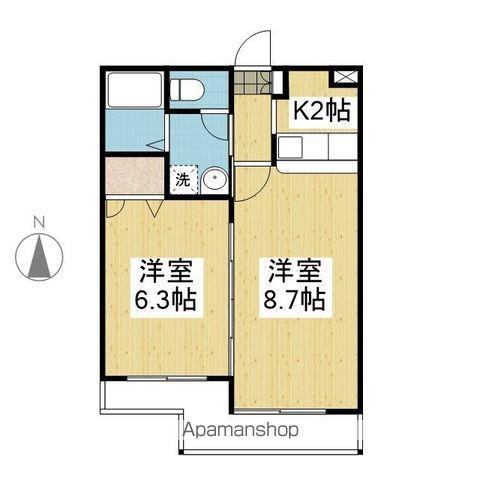 ロイヤルオートヤビル(2K/2階)の間取り写真