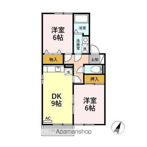 ロイヤルタウン程島A/B/C/D(2DK/2階)の間取り写真