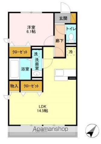 プリムヴェール二の宮(1LDK/3階)の間取り写真