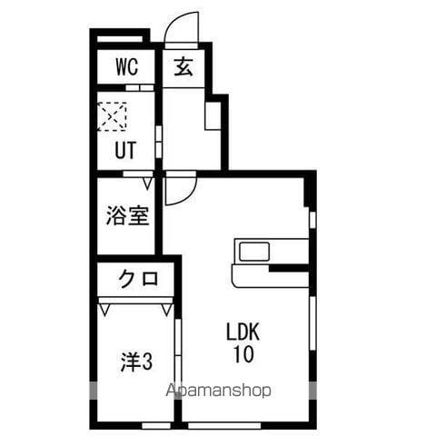 ヴァンクール鶴岡(1LDK/1階)の間取り写真