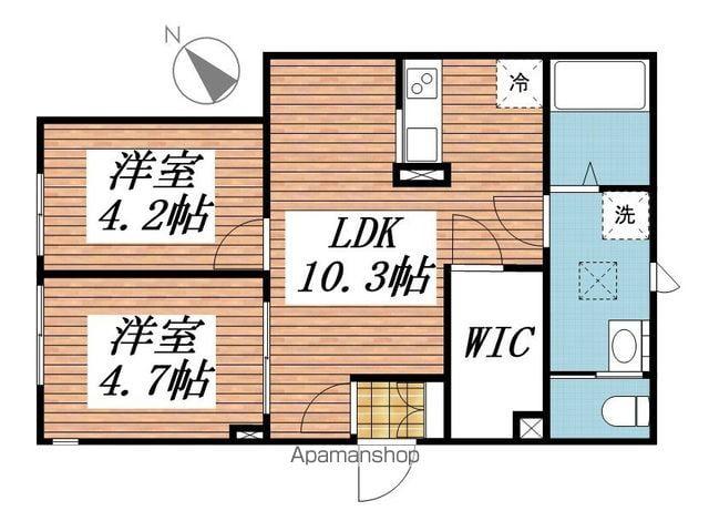 エクウス中村橋(2LDK/2階)の間取り写真