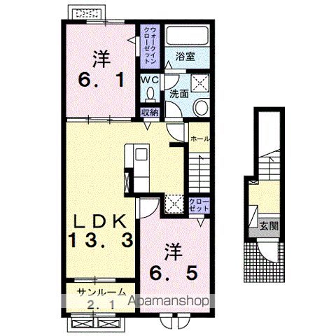 カインドハウスⅣ(2LDK/2階)の間取り写真