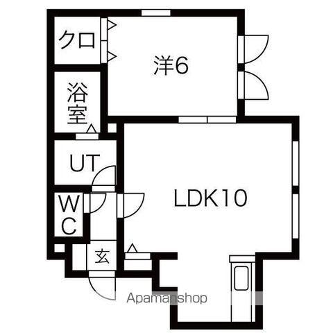サンテラスYUZU(1LDK/2階)の間取り写真