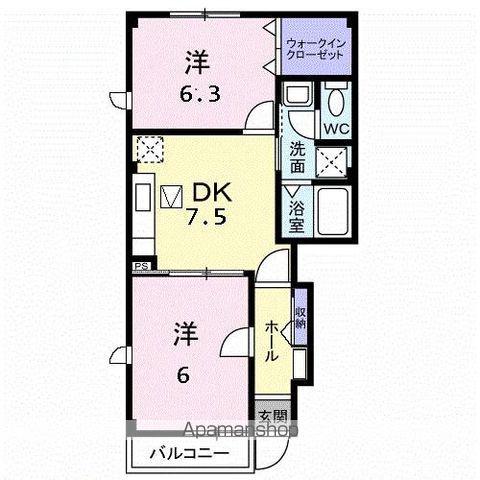 エスポワール青木A(2DK/1階)の間取り写真