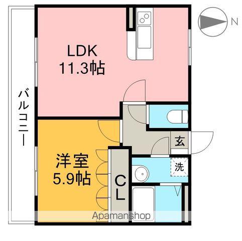 グリーングランデⅢ(1LDK/2階)の間取り写真