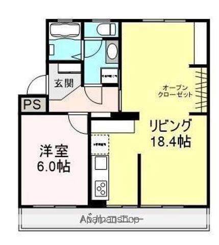 オレンジハイツ赤岩(1LDK/2階)の間取り写真