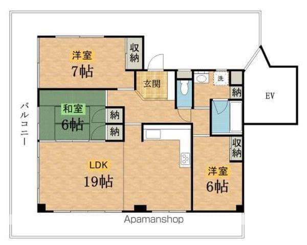 スカイヒルズ楢原(3LDK/5階)の間取り写真