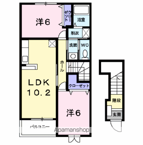 アルコバレーノⅠ(2LDK/2階)の間取り写真