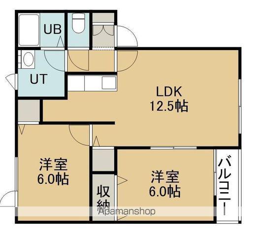 ハウスコンフォートE棟(2LDK/2階)の間取り写真
