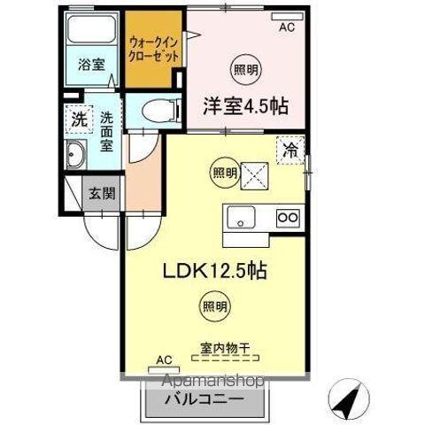 メゾンエトワール観音寺(1LDK/1階)の間取り写真