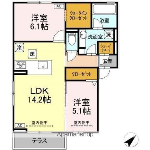 D-ROOM長沼1丁目(2LDK/1階)の間取り写真