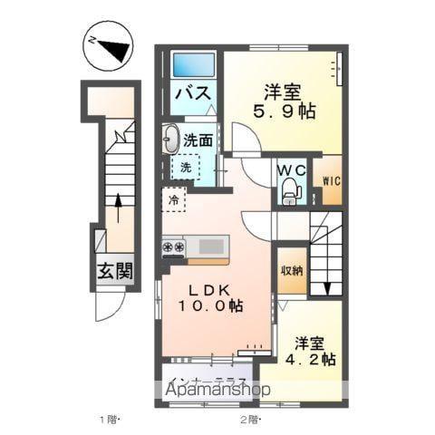 ディモーラ・イーリス(2LDK/2階)の間取り写真