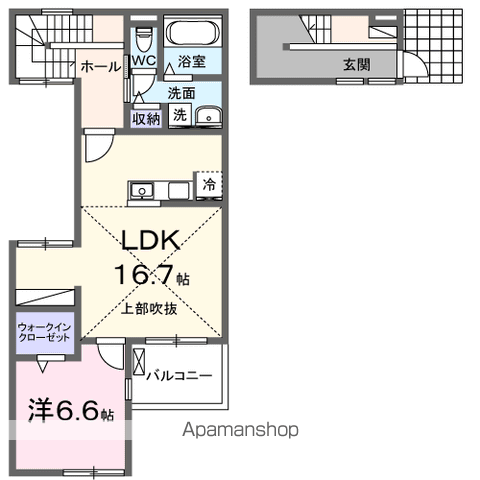 メル ヴァンベール(1LDK/2階)の間取り写真