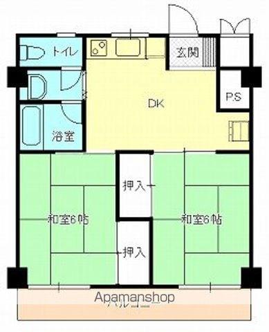 カーサ一番丁(2DK/2階)の間取り写真