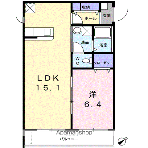 アビタシオンⅢ(1LDK/2階)の間取り写真