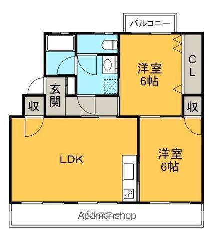 佐藤ハイツ(2LDK/4階)の間取り写真