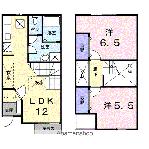 ディアコート(2LDK/1階)の間取り写真