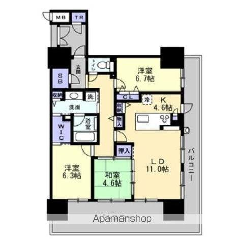 アルファパークナード高松THE・TOWER(3LDK/14階)の間取り写真