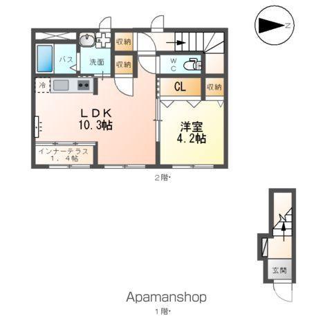グリュック深沢(1LDK/2階)の間取り写真