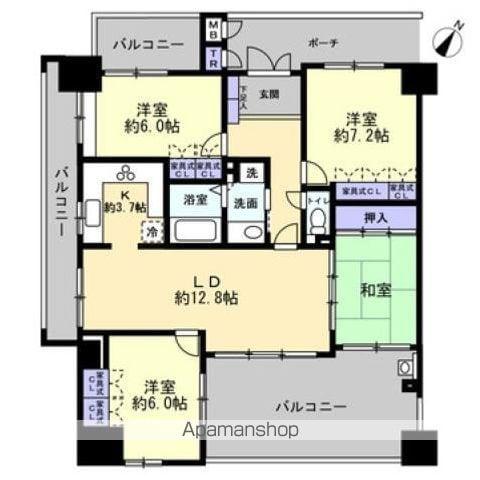 サーパス高松駅前フレシアサンポート(4LDK/7階)の間取り写真
