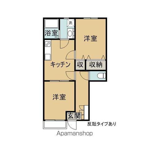 サニープレイス B棟(2DK/1階)の間取り写真