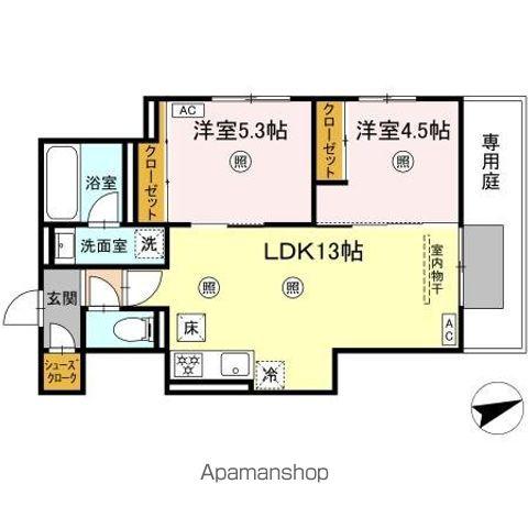 D-ROOM伊賀駅東(2LDK/1階)の間取り写真