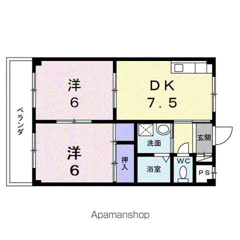 レジデンス家久(2DK/1階)の間取り写真