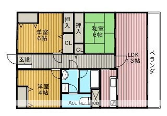 豊中ウエノハイツ(3LDK/6階)の間取り写真