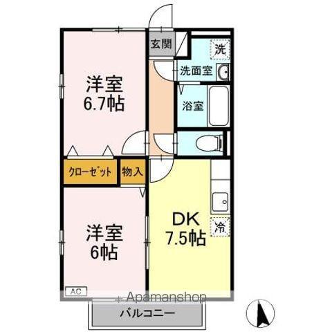 パセオあさかの(2DK/1階)の間取り写真