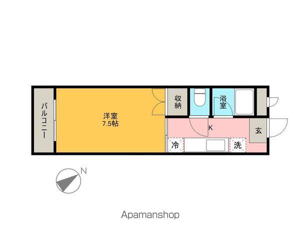 トップヒルズ北山(1K/4階)の間取り写真