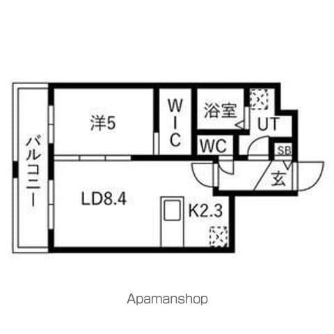 ヴィレッジ円山テラス(1LDK/4階)の間取り写真