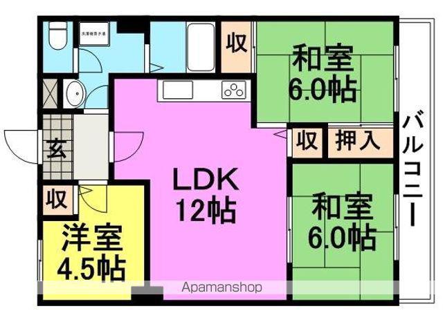 アルカディア武庫之荘東(3LDK/4階)の間取り写真