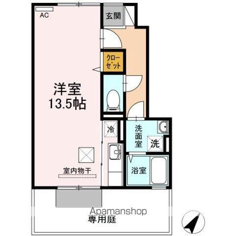 牟岐線 中田駅(徳島) 徒歩34分 2階建 築20年(ワンルーム/1階)の間取り写真