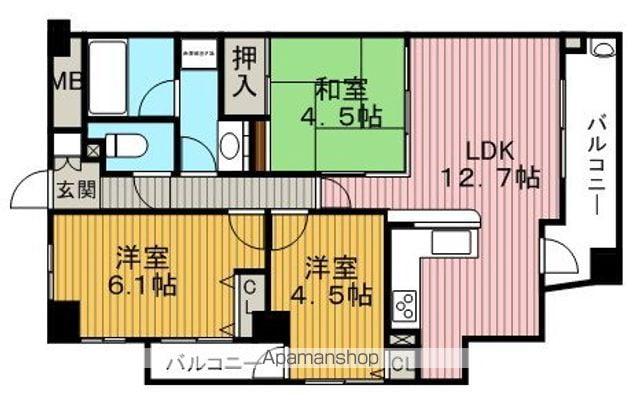 フュージョンコート豊中千里園(3LDK/7階)の間取り写真