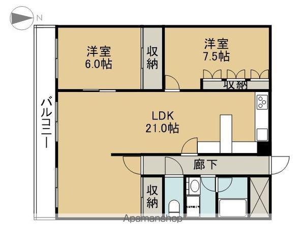 エスポア東海橋B棟(2LDK/5階)の間取り写真