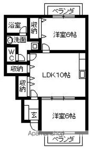 ヨーロピアンシャレー芝(2LDK/1階)の間取り写真