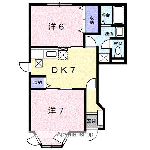 CRESTALLKOYAⅡ(2DK/1階)の間取り写真
