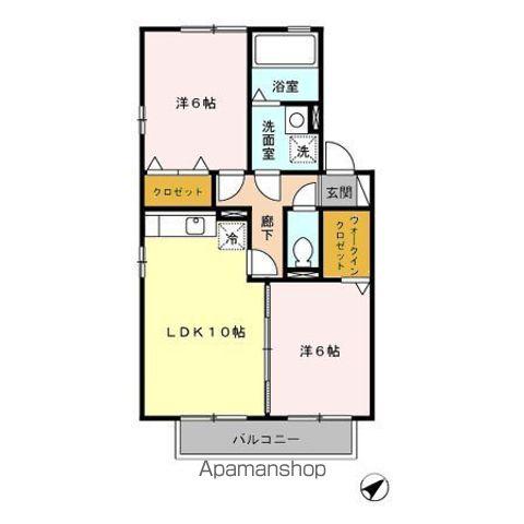 シャルマン若杉A(2LDK/2階)の間取り写真