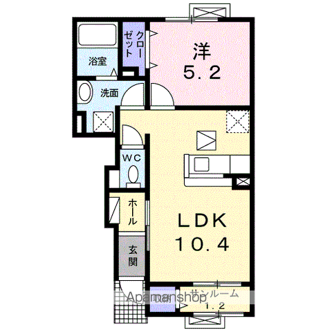 アミューズⅢ(1LDK/1階)の間取り写真