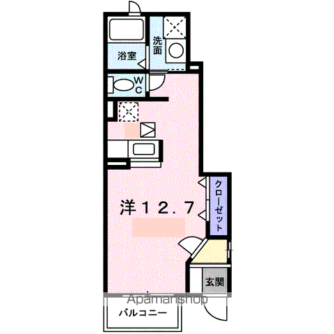 グランツ(ワンルーム/1階)の間取り写真