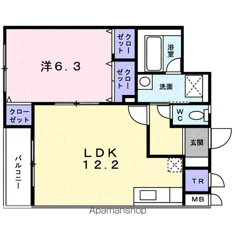 ジュネス松陰(1LDK/1階)の間取り写真