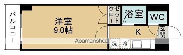 アタゴドミトリーきふね(1K/1階)の間取り写真