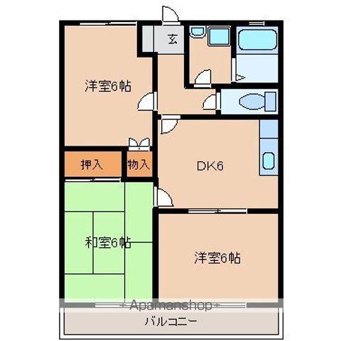 ルミエール瑞穂(3DK/3階)の間取り写真