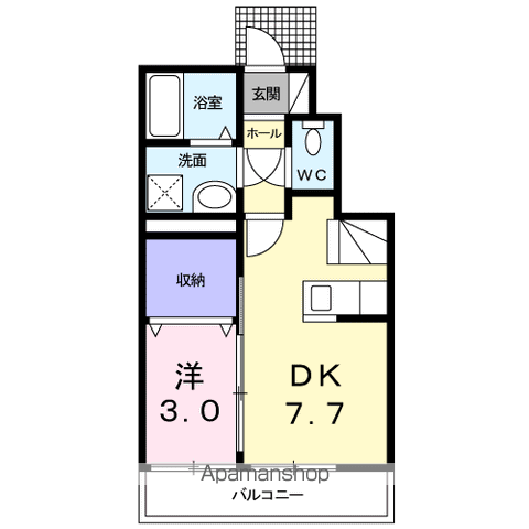 フローラ(1DK/1階)の間取り写真
