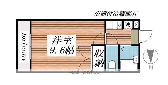 パークハウスイマイS(1K/2階)の間取り写真