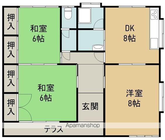予讃線 新居浜駅 徒歩13分 1階建 築35年(3DK)の間取り写真