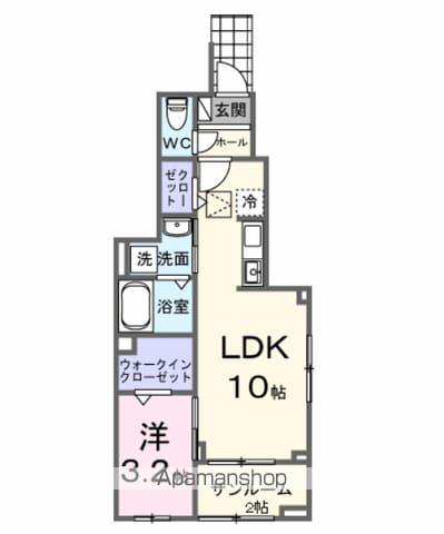 サンパティークⅣ(1LDK/1階)の間取り写真