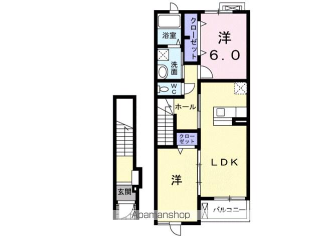 ボヌ-ル・シュプレーム D(2LDK/2階)の間取り写真
